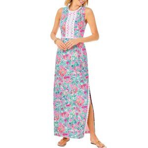 Lilly Pulitzer NWT Ashler Stretch Maxi Dress Soliel Pink Perfect Poppy Size 6